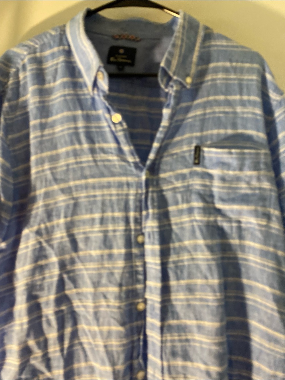 Ben Sherman Light Blue and White Striped Button-Down Shirt